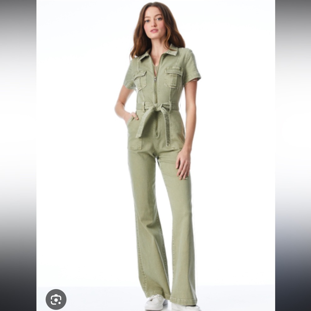 Alice & Olive Sage Green Denim Jumpsuit
